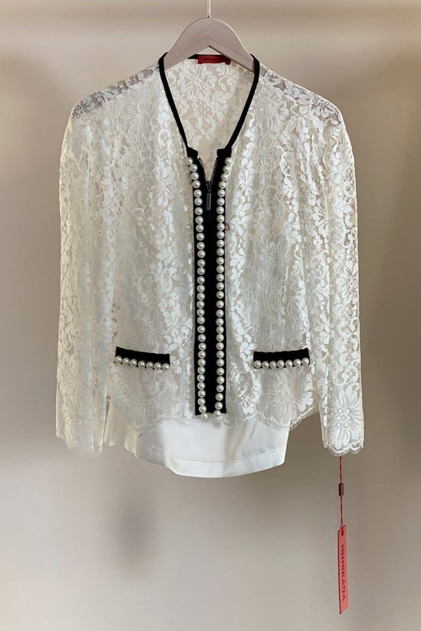 Chaqueta cremallera perlas MOSKADA