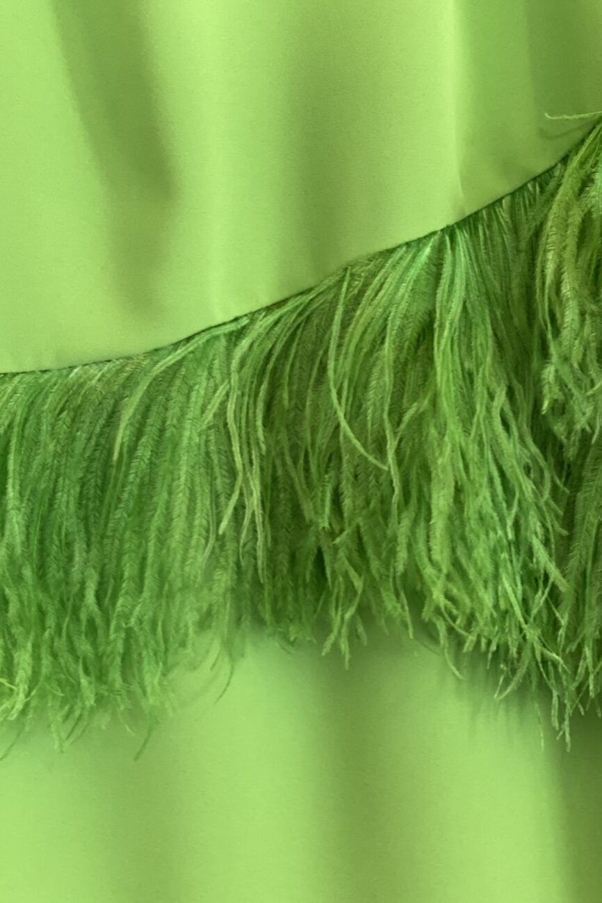 Vestido plumas manga francesa MOSKADA