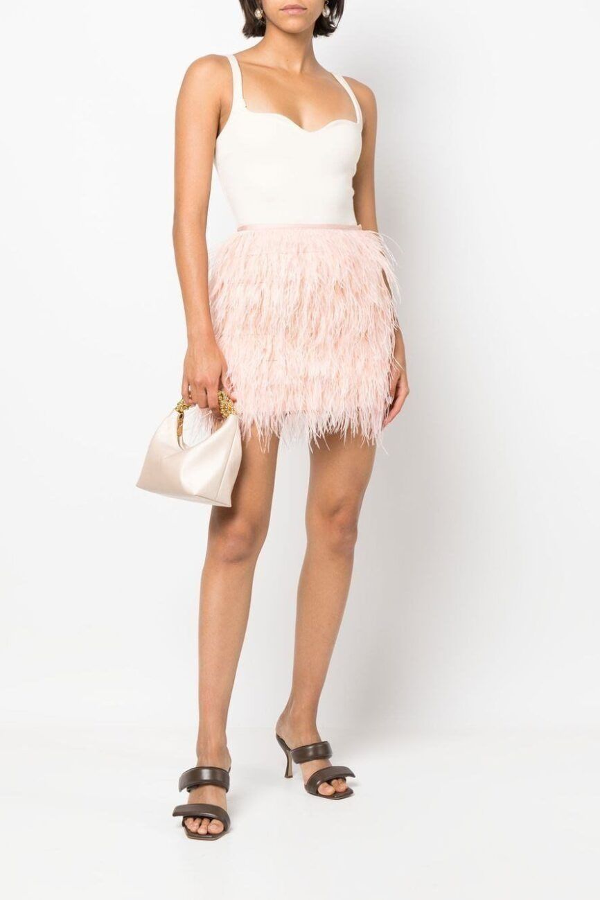 Minifalda de raso con plumas TWINSET