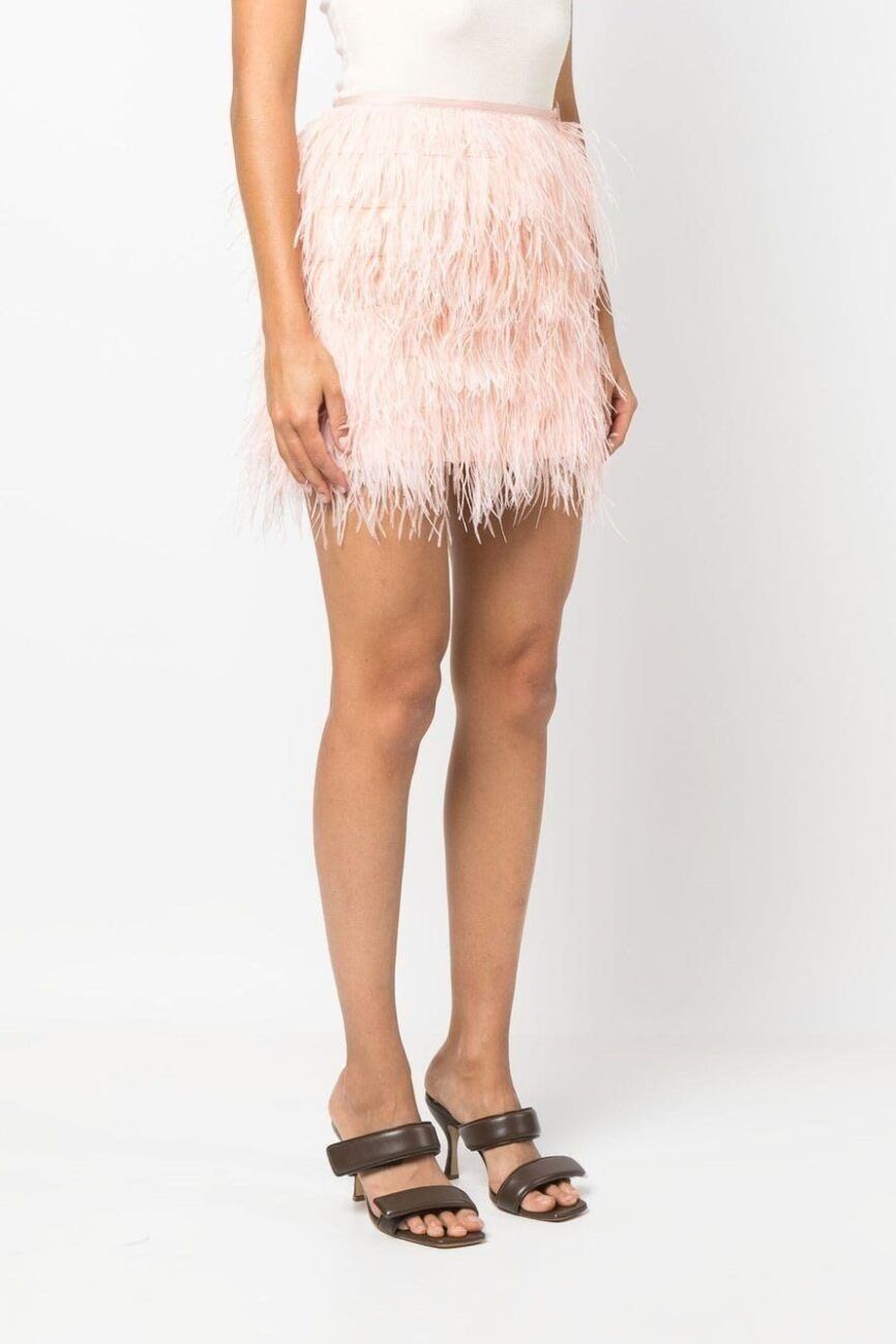 Minifalda de raso con plumas TWINSET