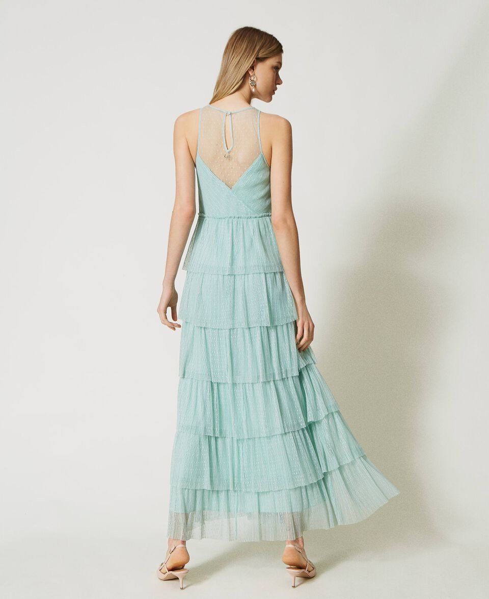 Vestido largo de tul plumetis con volantes TWINSET