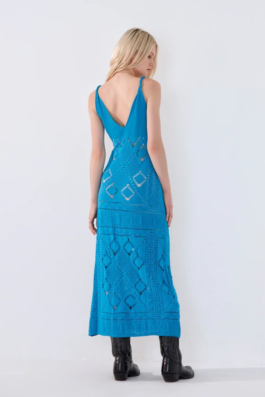 Vestido largo en punto pointelle AKEP