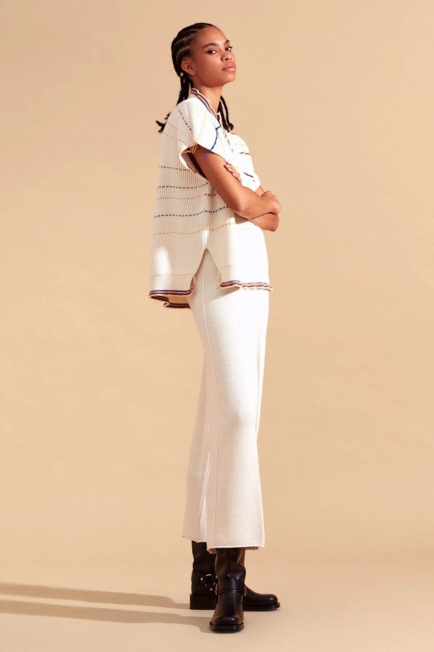 Pantalón ancho de punto y lana AKEP