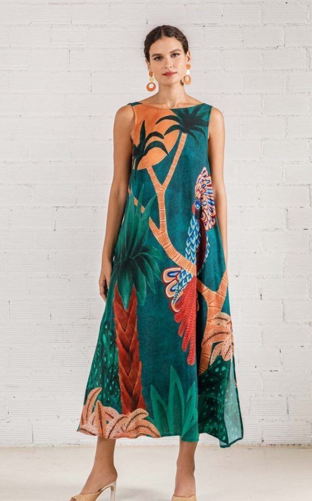 Vestido verde oriental MOUTAKI
