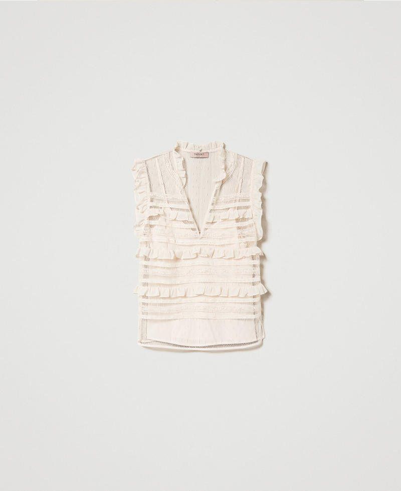 Top de tul plumetis y encaje TWINSET