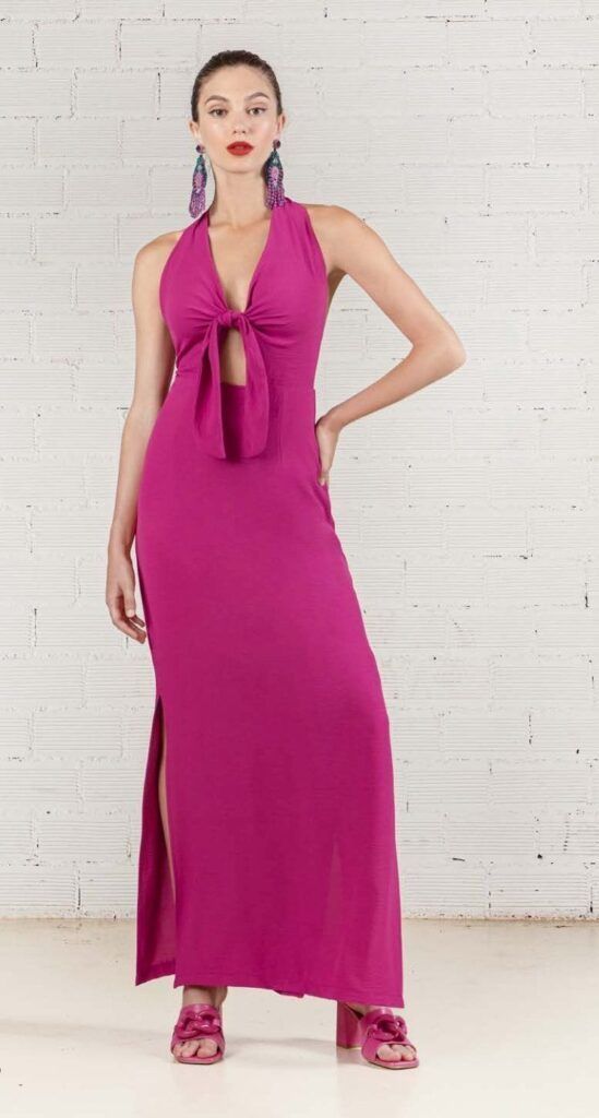 Vestido nudo escote MOUTAKI