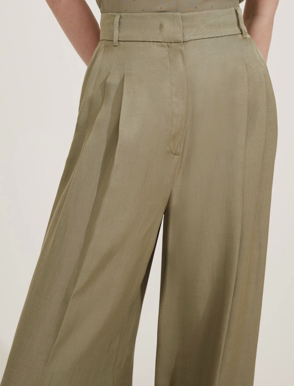 Pantalón de lino y viscosa caqui EMME MARELLA - Imagen 5