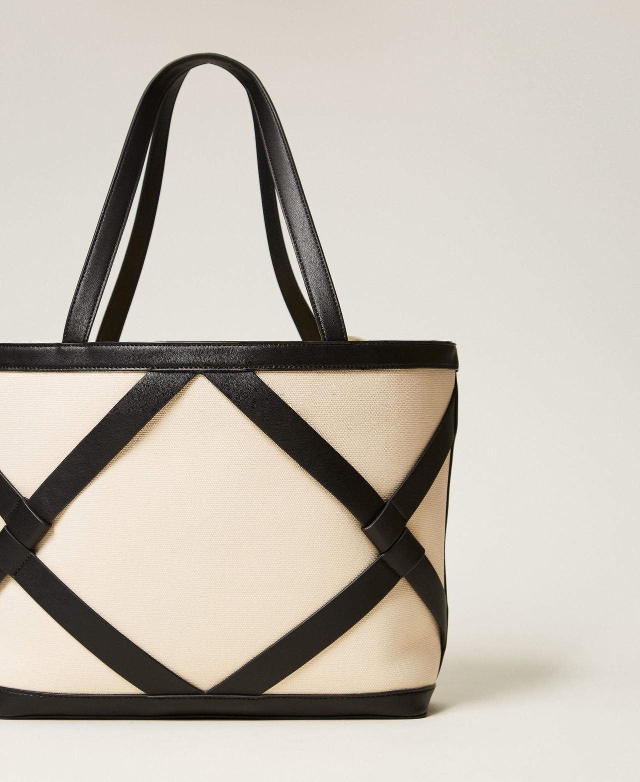 Bolso shopper blanco y negro TWINSET - Imagen 4