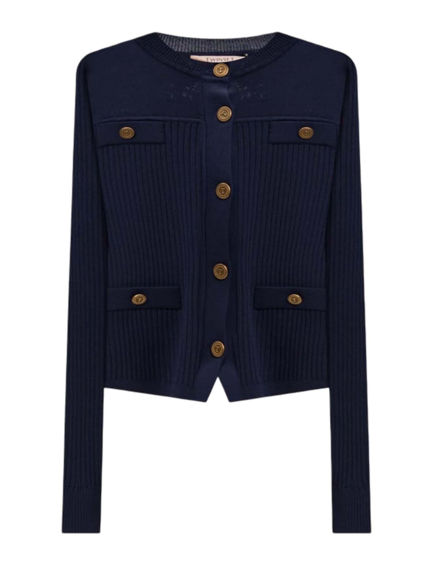 Chaqueta punto canalé botones TWINSET