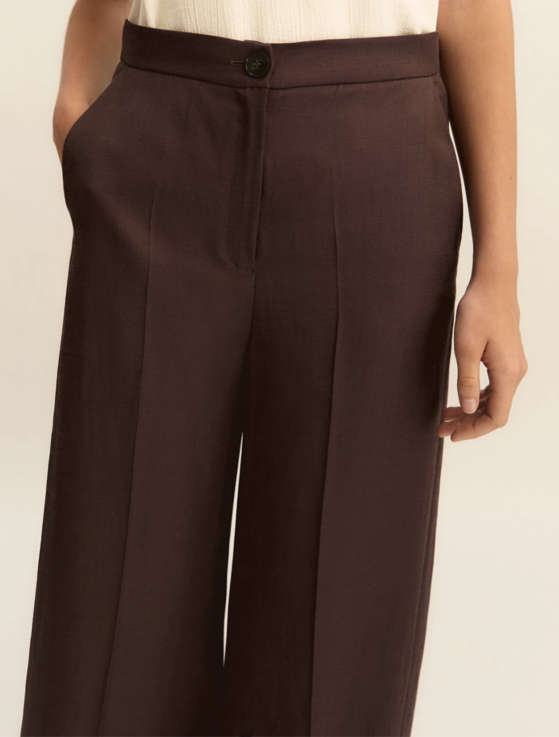 Pantalón recto de sarga y lino EMME MARELLA - Imagen 4