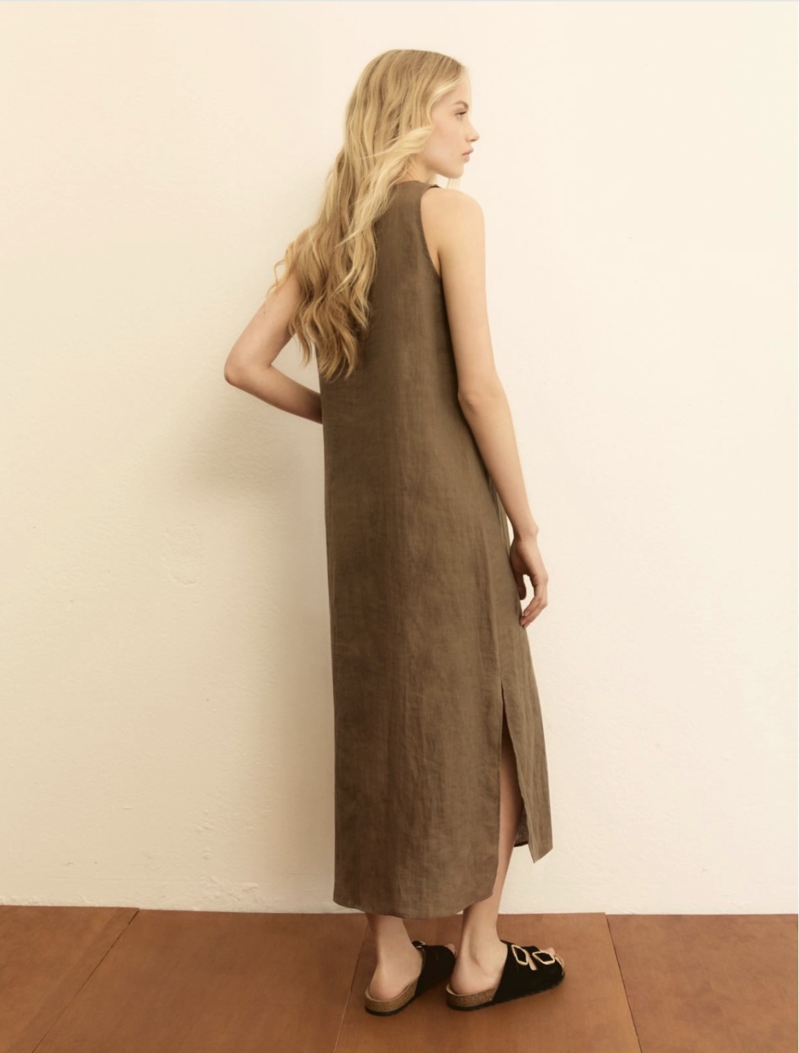 Vestido recto de lona de lino EMME MARELLA - Imagen 4