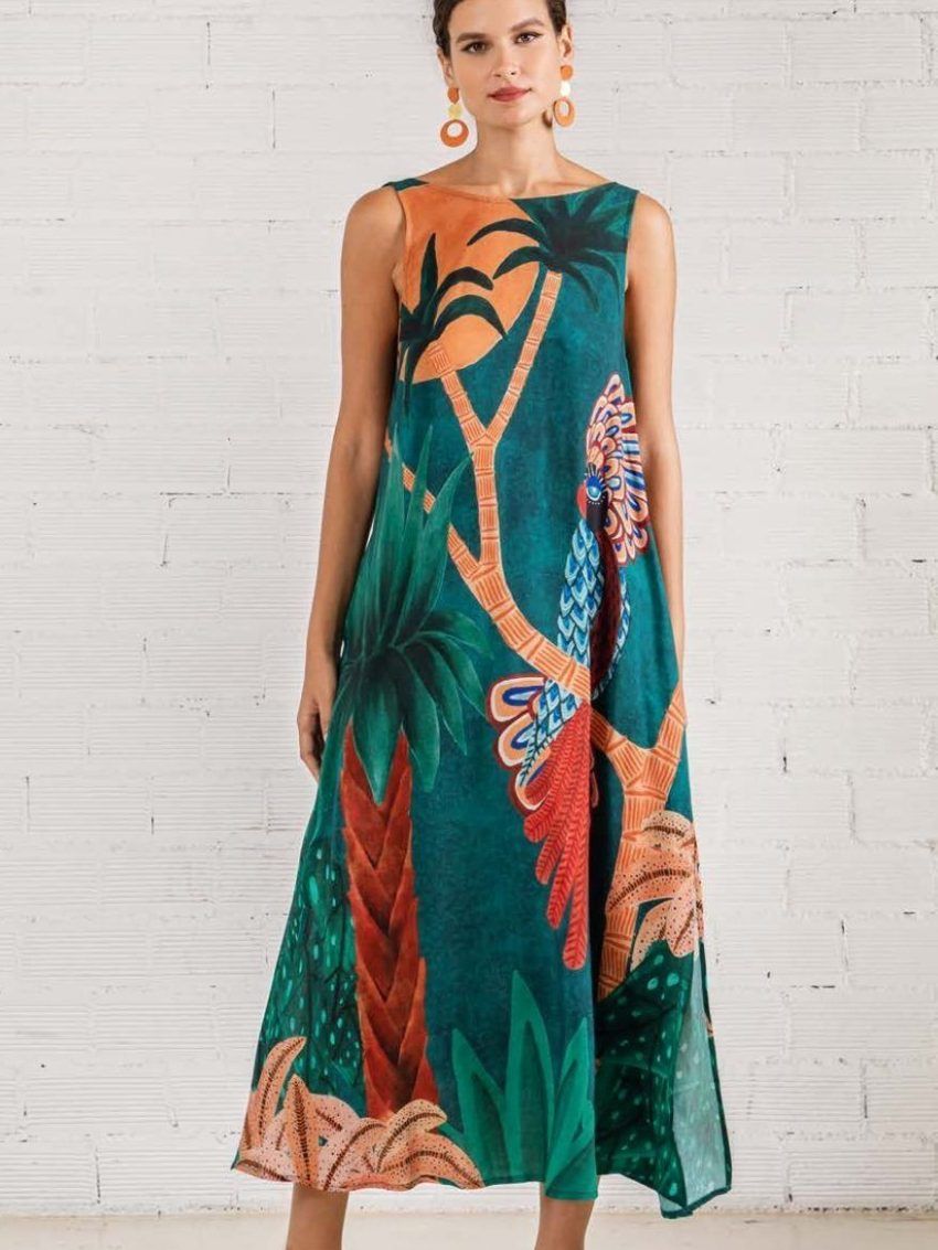 Vestido verde oriental MOUTAKI