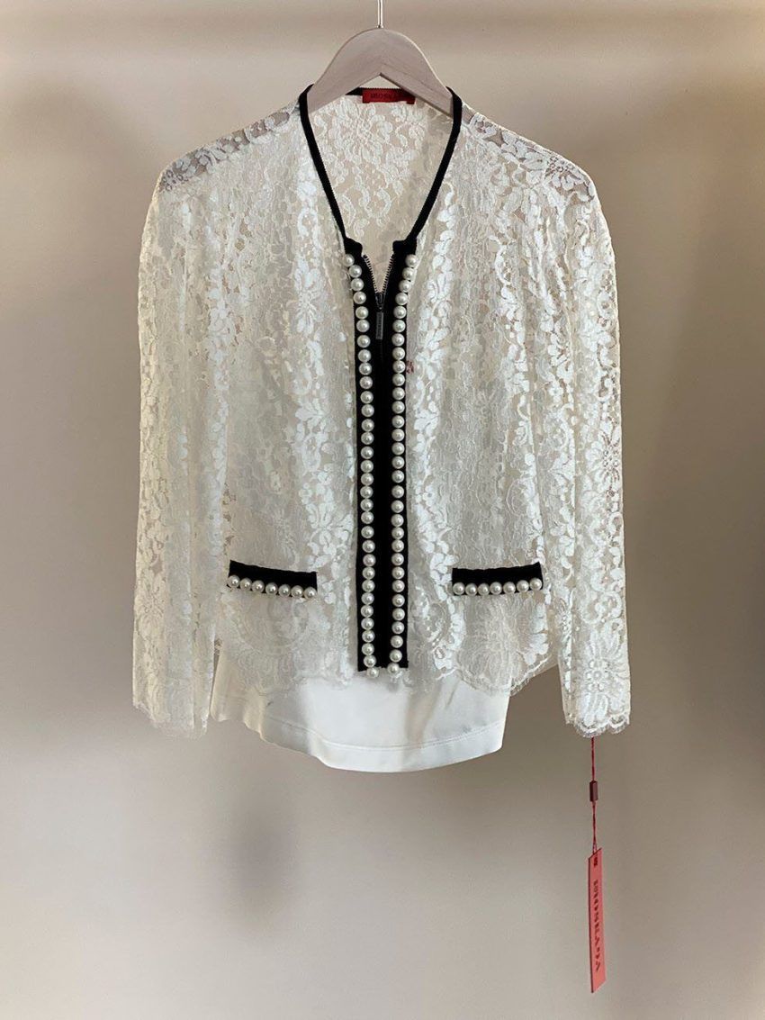 Chaqueta cremallera perlas MOSKADA